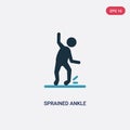 Two color sprained ankle vector icon from sports concept. isolated blue sprained ankle vector sign symbol can be use for web,