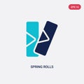 Two color spring rolls vector icon from culture concept. isolated blue spring rolls vector sign symbol can be use for web, mobile