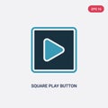 Two color square play button vector icon from multimedia concept. isolated blue square play button vector sign symbol can be use