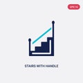 Two color stairs with handle vector icon from construction concept. isolated blue stairs with handle vector sign symbol can be use