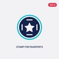 Two color stamp for passports vector icon from airport terminal concept. isolated blue stamp for passports vector sign symbol can Royalty Free Stock Photo