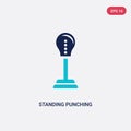 Two color standing punching ball vector icon from gym and fitness concept. isolated blue standing punching ball vector sign symbol