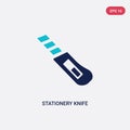 Two color stationery knife vector icon from general concept. isolated blue stationery knife vector sign symbol can be use for web