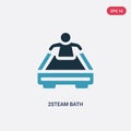 Two color 2steam bath vector icon from sauna concept. isolated blue 2steam bath vector sign symbol can be use for web, mobile and
