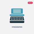 Two color stenographer vector icon from law and justice concept. isolated blue stenographer vector sign symbol can be use for web Royalty Free Stock Photo