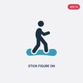 Two color stick figure on snowboard vector icon from sports concept. isolated blue stick figure on snowboard vector sign symbol Royalty Free Stock Photo