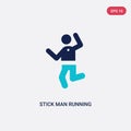 Two color stick man running vector icon from behavior concept. isolated blue stick man running vector sign symbol can be use for