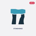 Two color stonehenge vector icon from stone age concept. isolated blue stonehenge vector sign symbol can be use for web, mobile