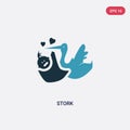 Two color stork vector icon from kid and baby concept. isolated blue stork vector sign symbol can be use for web, mobile and logo