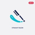 Two color straight razor vector icon from beauty concept. isolated blue straight razor vector sign symbol can be use for web, Royalty Free Stock Photo