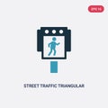 Two color street traffic triangular vector icon from signs concept. isolated blue street traffic triangular vector sign symbol can Royalty Free Stock Photo