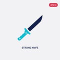 Two color strong knife vector icon from general concept. isolated blue strong knife vector sign symbol can be use for web, mobile