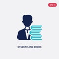 Two color student and books vector icon from education concept. isolated blue student and books vector sign symbol can be use for