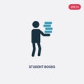 Two color student books vector icon from people concept. isolated blue student books vector sign symbol can be use for web, mobile