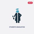 Two color students graduation hat vector icon from people concept. isolated blue students graduation hat vector sign symbol can be