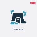 Two color stump house vector icon from nature concept. isolated blue stump house vector sign symbol can be use for web, mobile and Royalty Free Stock Photo