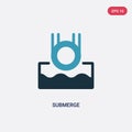 Two color submerge vector icon from science concept. isolated blue submerge vector sign symbol can be use for web, mobile and logo