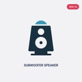 Two color subwoofer speaker vector icon from music concept. isolated blue subwoofer speaker vector sign symbol can be use for web