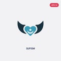 Two color sufism vector icon from religion concept. isolated blue sufism vector sign symbol can be use for web, mobile and logo.