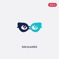 Two color sun glasses vector icon from brazilia concept. isolated blue sun glasses vector sign symbol can be use for web, mobile Royalty Free Stock Photo