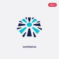 Two color supernova vector icon from astronomy concept. isolated blue supernova vector sign symbol can be use for web, mobile and