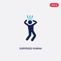 Two color surprised human vector icon from feelings concept. isolated blue surprised human vector sign symbol can be use for web,