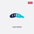 Two color sushi prawn vector icon from food concept. isolated blue sushi prawn vector sign symbol can be use for web, mobile and