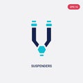 Two color suspenders vector icon from fashion concept. isolated blue suspenders vector sign symbol can be use for web, mobile and