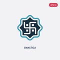 Two color swastica vector icon from religion concept. isolated blue swastica vector sign symbol can be use for web, mobile and Royalty Free Stock Photo
