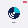 Two color sweep vector icon from analytics concept. isolated blue sweep vector sign symbol can be use for web, mobile and logo.