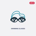 Two color swimming glasses vector icon from nautical concept. isolated blue swimming glasses vector sign symbol can be use for web