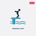 Two color swimming jump vector icon from sports concept. isolated blue swimming jump vector sign symbol can be use for web, mobile