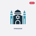 Two color synagogue vector icon from religion concept. isolated blue synagogue vector sign symbol can be use for web, mobile and