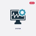 Two color system vector icon from social media concept. isolated blue system vector sign symbol can be use for web, mobile and