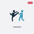 Two color taekwondo vector icon from sports concept. isolated blue taekwondo vector sign symbol can be use for web, mobile and