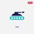 Two color tank vector icon from army concept. isolated blue tank vector sign symbol can be use for web, mobile and logo. eps 10 Royalty Free Stock Photo