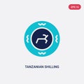 Two color tanzanian shilling vector icon from africa concept. isolated blue tanzanian shilling vector sign symbol can be use for