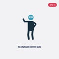 Two color teenager with sun glasses vector icon from people concept. isolated blue teenager with sun glasses vector sign symbol