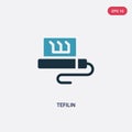 Two color tefilin vector icon from religion concept. isolated blue tefilin vector sign symbol can be use for web, mobile and logo