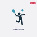 Two color tennis player vector icon from people skills concept. isolated blue tennis player vector sign symbol can be use for web