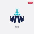Two color tepee vector icon from desert concept. isolated blue tepee vector sign symbol can be use for web, mobile and logo. eps