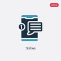 Two color texting vector icon from mobile app concept. isolated blue texting vector sign symbol can be use for web, mobile and