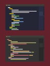 Two color themes of developer code editor, flat