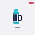 Two color thermo vector icon from camping concept. isolated blue thermo vector sign symbol can be use for web, mobile and logo. Royalty Free Stock Photo