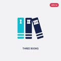 Two color three books vector icon from education concept. isolated blue three books vector sign symbol can be use for web, mobile