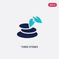 Two color three stones vector icon from beauty concept. isolated blue three stones vector sign symbol can be use for web, mobile