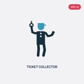 Two color ticket collector vector icon from people concept. isolated blue ticket collector vector sign symbol can be use for web, Royalty Free Stock Photo