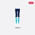 Two color tights vector icon from fashion concept. isolated blue tights vector sign symbol can be use for web, mobile and logo.