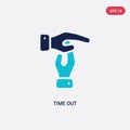 Two color time out vector icon from business and finance concept. isolated blue time out vector sign symbol can be use for web,