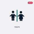 Two color toilets vector icon from maps and flags concept. isolated blue toilets vector sign symbol can be use for web, mobile and